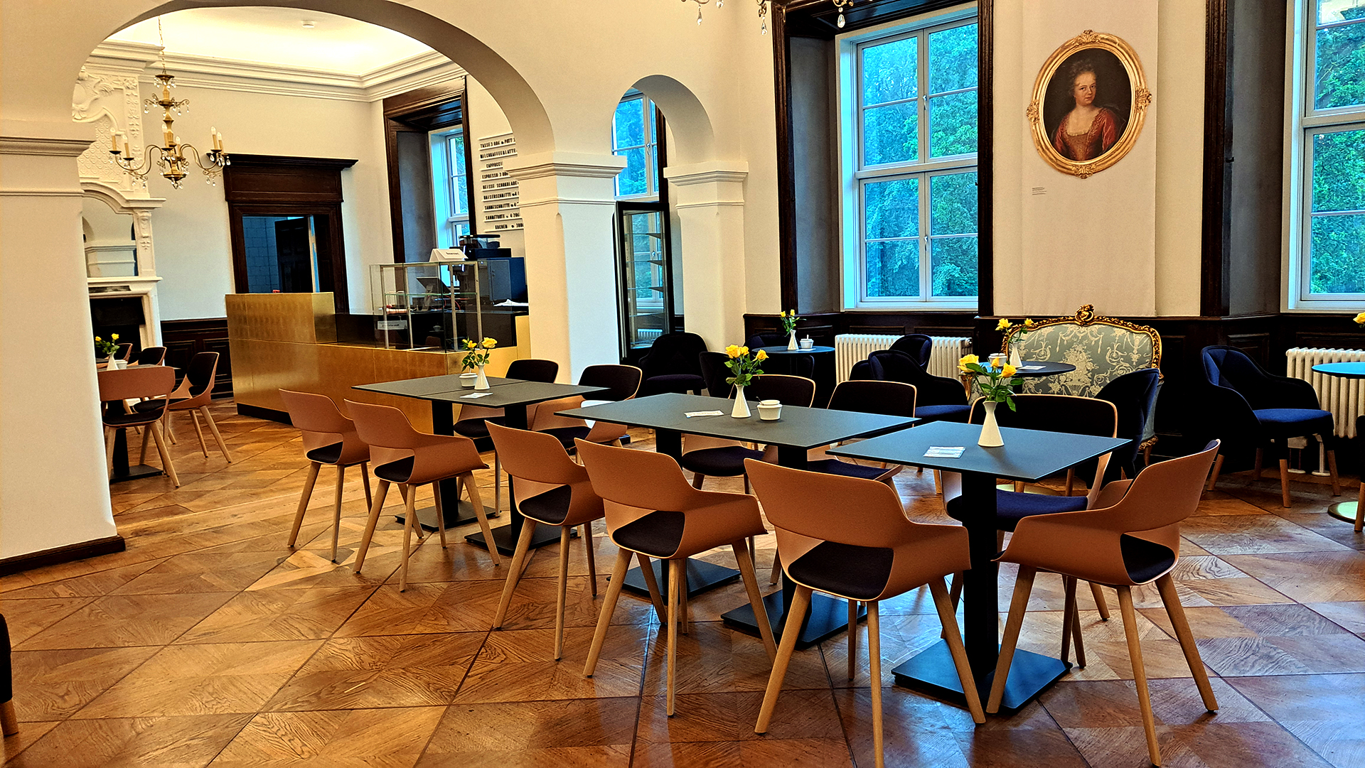 Blick in das Café im Barockschloss zu Griebenow